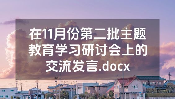 在11月份第二批主题教育学习研讨会上的交流发言.docx