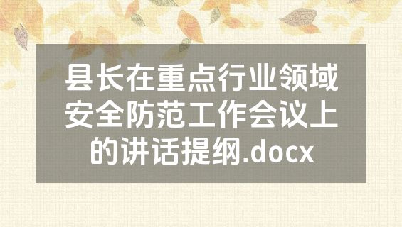 县长在重点行业领域安全防范工作会议上的讲话提纲.docx