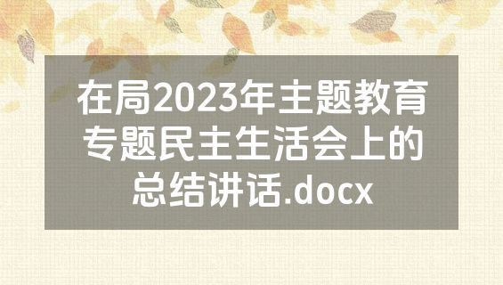 在局2023年主题教育专题民主生活会上的总结讲话.docx