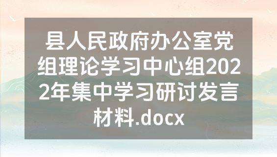 县人民政府办公室党组理论学习中心组2022年集中学习研讨发言材料.docx