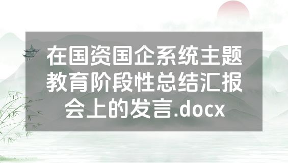 在国资国企系统主题教育阶段性总结汇报会上的发言.docx