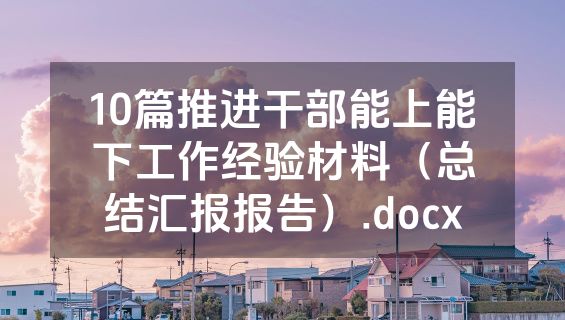 10篇推进干部能上能下工作经验材料（总结汇报报告）.docx