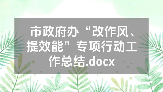 市政府办“改作风、提效能”专项行动工作总结.docx