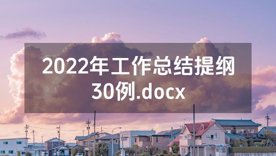 2022年工作总结提纲30例.docx