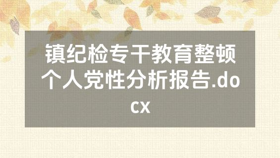 镇纪检专干教育整顿个人党性分析报告.docx