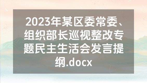 2023年某区委常委、组织部长巡视整改专题民主生活会发言提纲.docx
