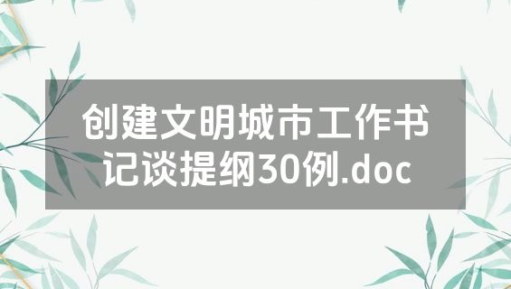 创建文明城市工作书记谈提纲30例.doc