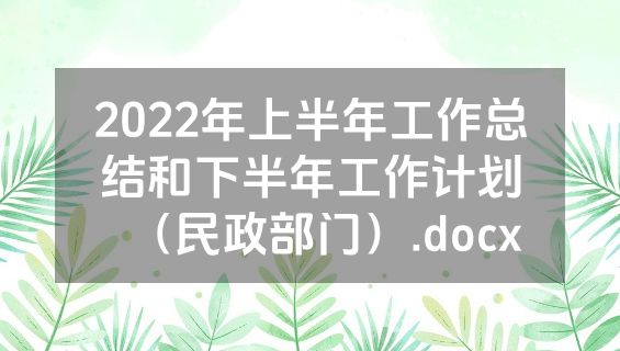 2022年上半年工作总结和下半年工作计划（民政部门）.docx