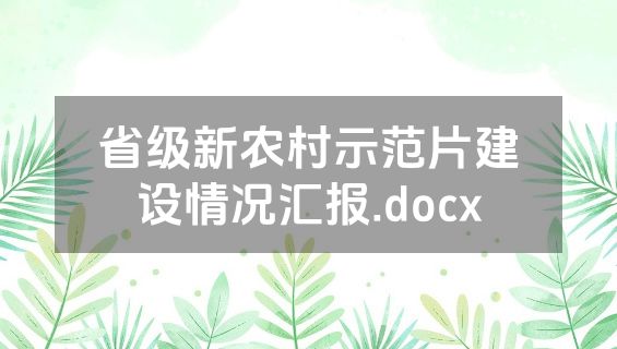 省级新农村示范片建设情况汇报.docx
