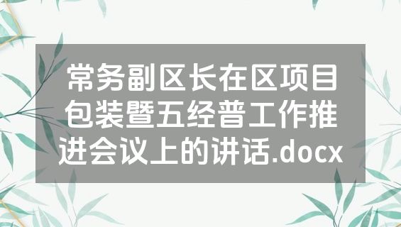 常务副区长在区项目包装暨五经普工作推进会议上的讲话.docx