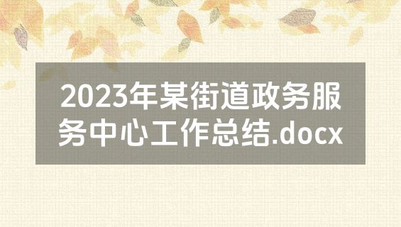 2023年某街道政务服务中心工作总结.docx