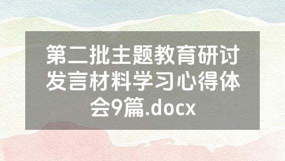 第二批主题教育研讨发言材料学习心得体会9篇.docx