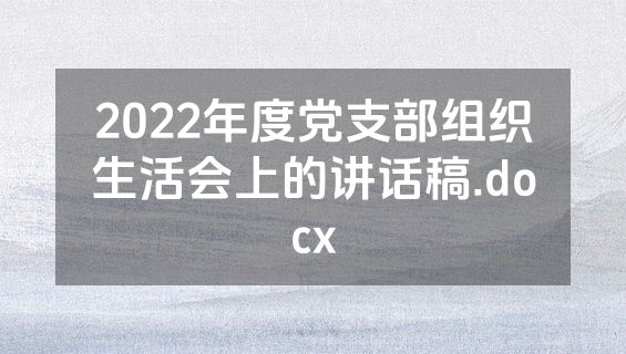 2022年度党支部组织生活会上的讲话稿.docx