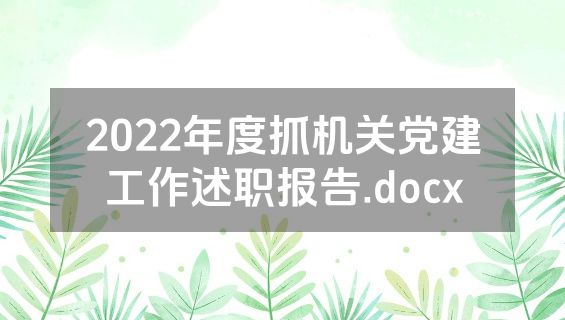 2022年度抓机关党建工作述职报告.docx