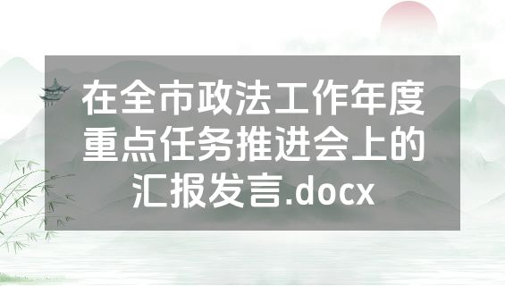 在全市政法工作年度重点任务推进会上的汇报发言.docx