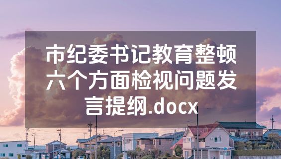 市纪委书记教育整顿六个方面检视问题发言提纲.docx