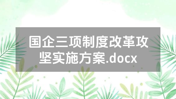 国企三项制度改革攻坚实施方案.docx