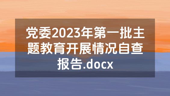 党委2023年第一批主题教育开展情况自查报告.docx