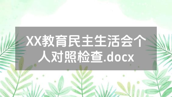 XX教育民主生活会个人对照检查.docx