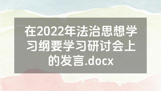 在2022年法治思想学习纲要学习研讨会上的发言.docx