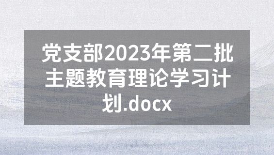党支部2023年第二批主题教育理论学习计划.docx