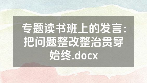 专题读书班上的发言：把问题整改整治贯穿始终.docx