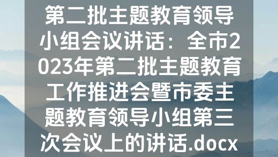 第二批主题教育领导小组会议讲话：全市2023年第二批主题教育工作推进会暨市委主题教育领导小组第三次会议上的讲话.docx