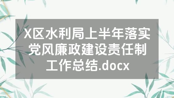 X区水利局上半年落实党风廉政建设责任制工作总结.docx