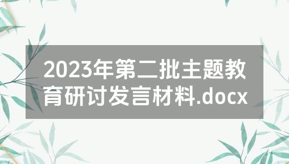 2023年第二批主题教育研讨发言材料.docx