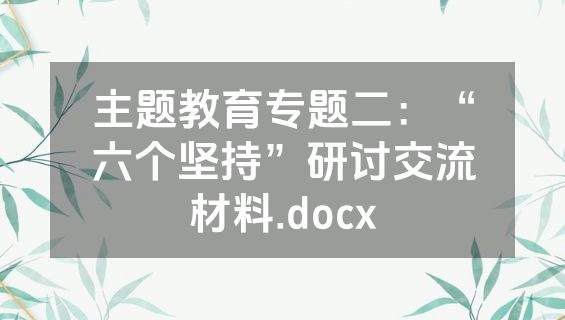 主题教育专题二：“六个坚持”研讨交流材料.docx