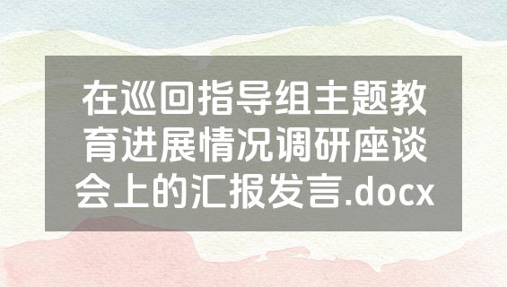 在巡回指导组主题教育进展情况调研座谈会上的汇报发言.docx