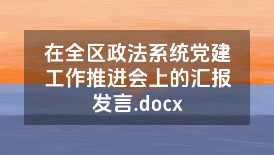 在全区政法系统党建工作推进会上的汇报发言.docx