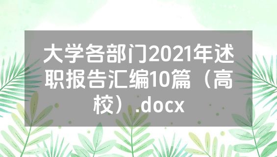大学各部门2021年述职报告汇编10篇（高校）.docx