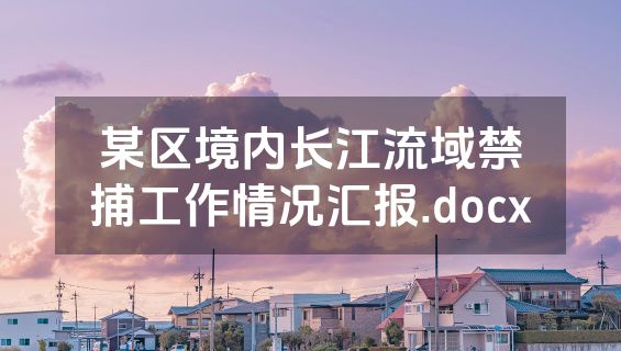 某区境内长江流域禁捕工作情况汇报.docx