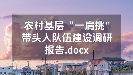 农村基层“一肩挑”带头人队伍建设调研报告.docx
