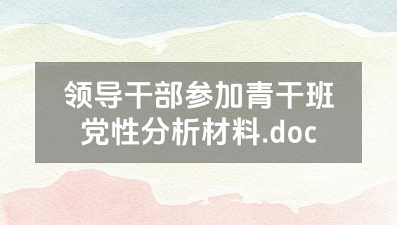 领导干部参加青干班党性分析材料.doc