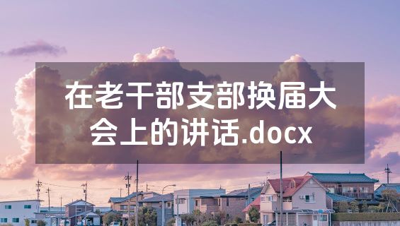 在老干部支部换届大会上的讲话.docx