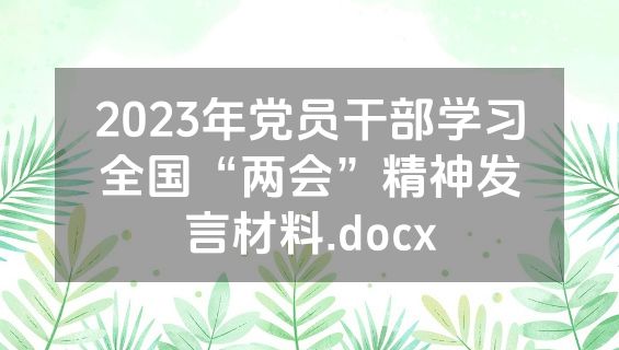 2023年党员干部学习全国“两会”精神发言材料.docx