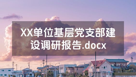 XX单位基层党支部建设调研报告.docx
