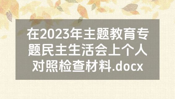 在2023年主题教育专题民主生活会上个人对照检查材料.docx