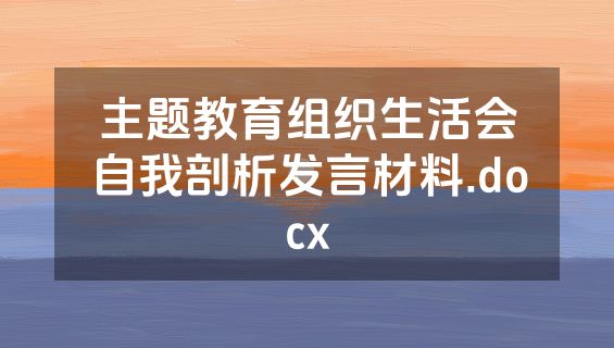 主题教育组织生活会自我剖析发言材料.docx