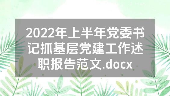 2022年上半年党委书记抓基层党建工作述职报告范文.docx