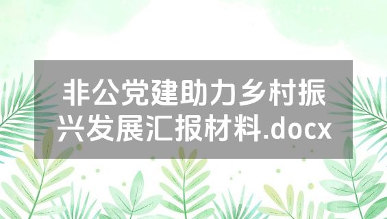 非公党建助力乡村振兴发展汇报材料.docx