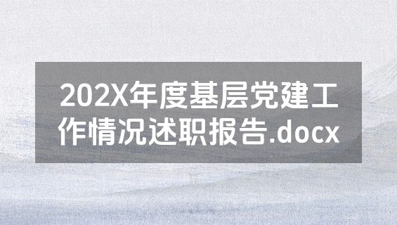 202X年度基层党建工作情况述职报告.docx