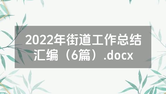 2022年街道工作总结汇编（6篇）.docx