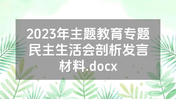 2023年主题教育专题民主生活会剖析发言材料.docx