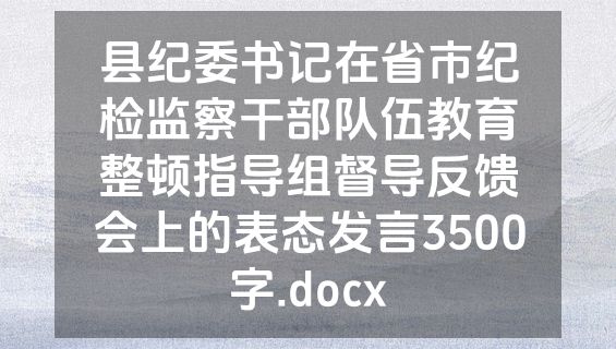 县纪委书记在省市纪检监察干部队伍教育整顿指导组督导反馈会上的表态发言3500字.docx
