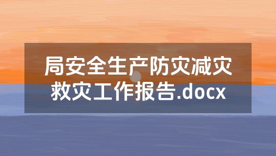 局安全生产防灾减灾救灾工作报告.docx