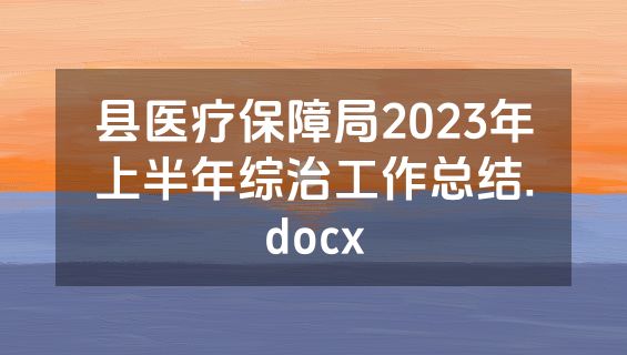 县医疗保障局2023年上半年综治工作总结.docx