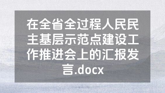在全省全过程人民民主基层示范点建设工作推进会上的汇报发言.docx